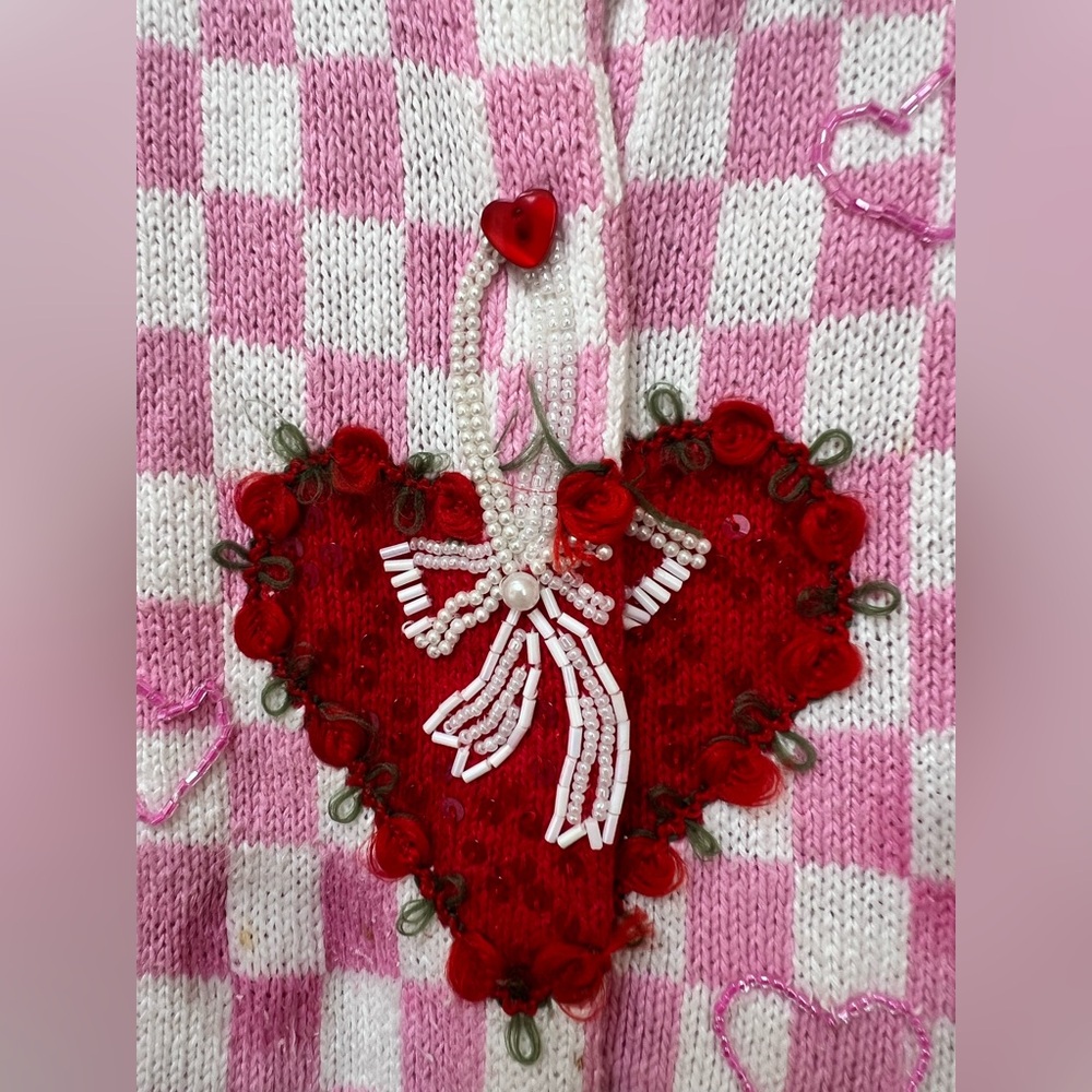Design Options By Philip & Jane Gordon VTG Valentines Day Cardigan RARE Size S - Picture 5 of 15